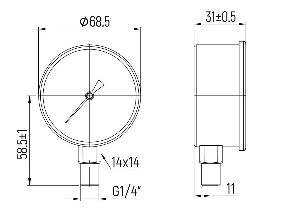 размеры манометр радиальный