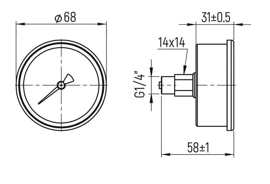 размеры манометр осевой